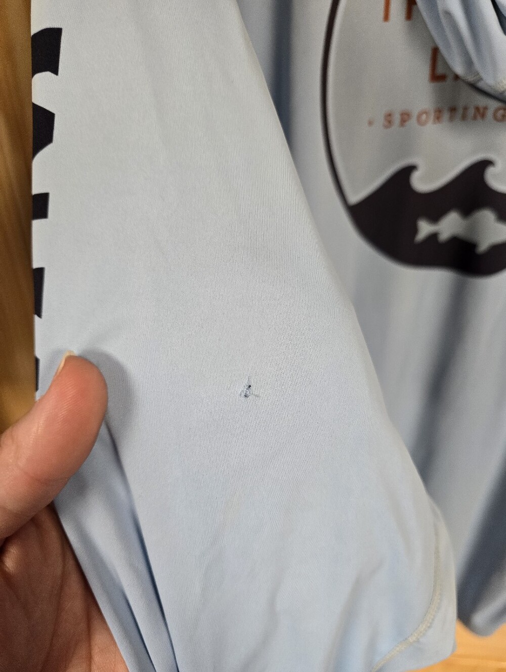 Simms Men’s Hooded Performance Shirt - Pale Blue with Black Logo - Picture 12 of 13